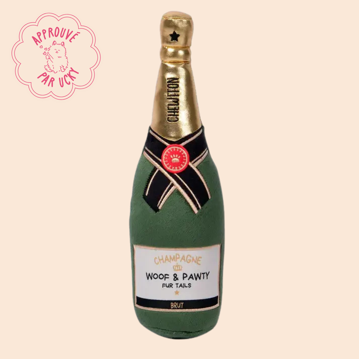 Peluche Bouteille de champagne VERT
